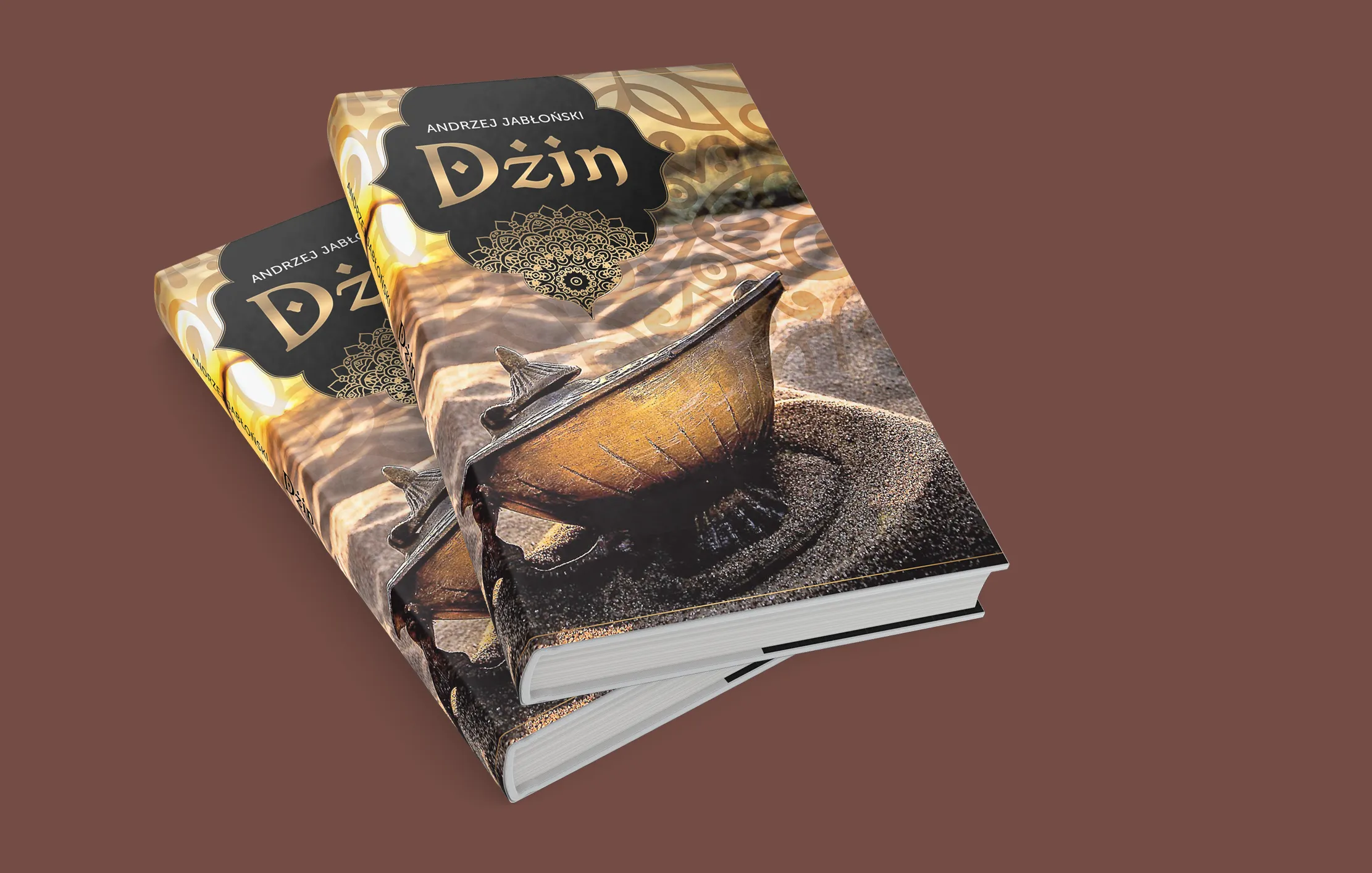 Skład książki, projekt okładki dla książki Dżin